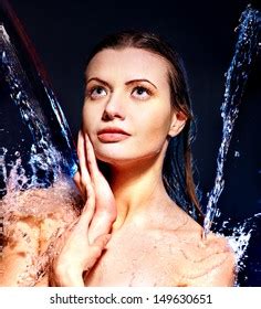Sexy Brunette Woman Posing Naked Wet Stock Photo Shutterstock