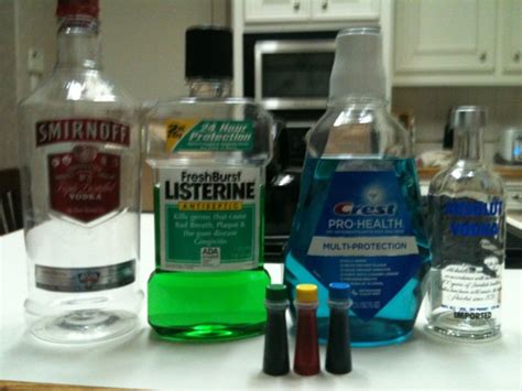 empty mouthwash bottles vodka and food coloring packing essentials