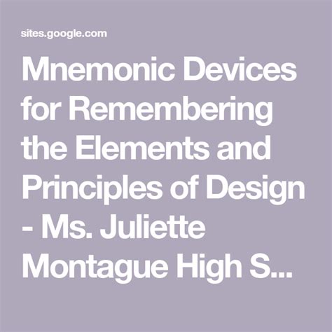Mnemonic Devices For Remembering The Elements And Principles Of Design
