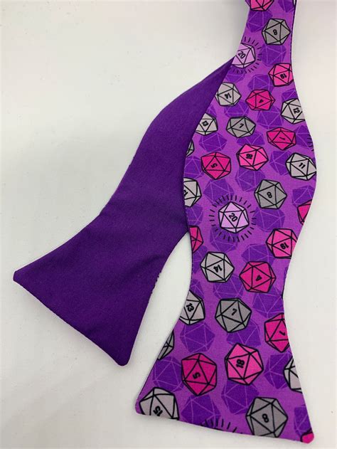 Gaming Dice Bow Tie Purple Dungeons And Dragons Dnd Self Etsy