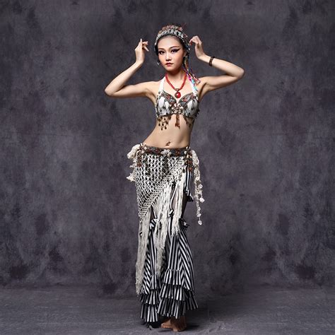 2016 Tribal Belly Dance Clothes 3pcs Outfit Sexy Embroid Tops Hip Belt And Pants Women Tribal