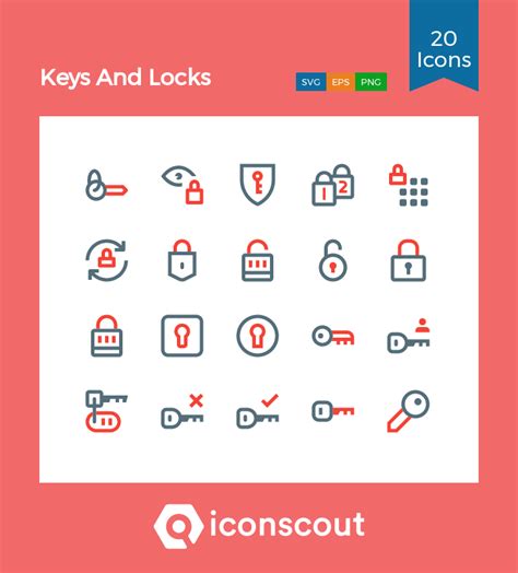 Keys And Locks Icon Pack 20 Line Icons Lock Icon Png Icons Icon