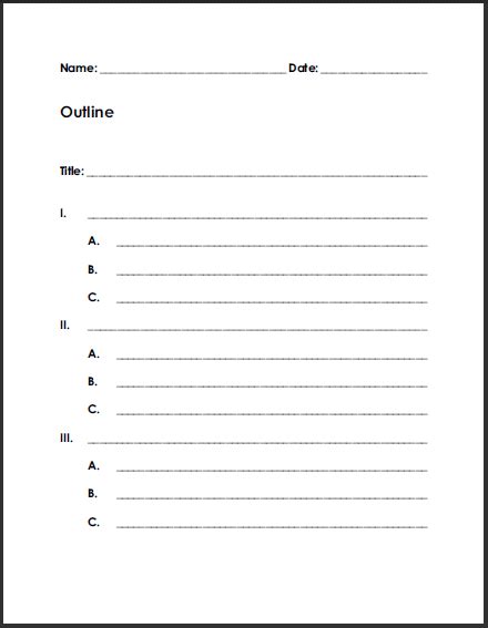 Basic paper outline format example. Free Blank Printable Outline for Students | Student Handouts