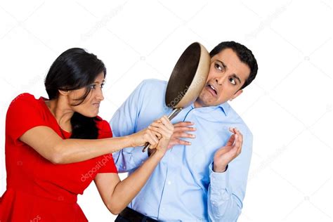 Woman Hitting Man With Pan — Stock Photo © Atholpady 41076991