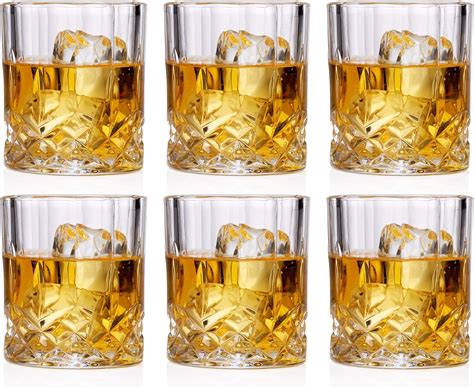 Bezrat Lead Free Crystal Double Old Fashioned Whiskey Glasses Set Of 6 Heavy Base Barware
