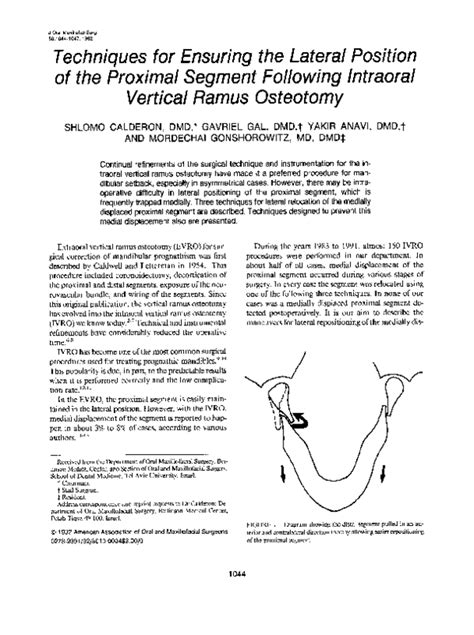 Pdf Techniques For Ensuring The Lateral Position Of The Proximal