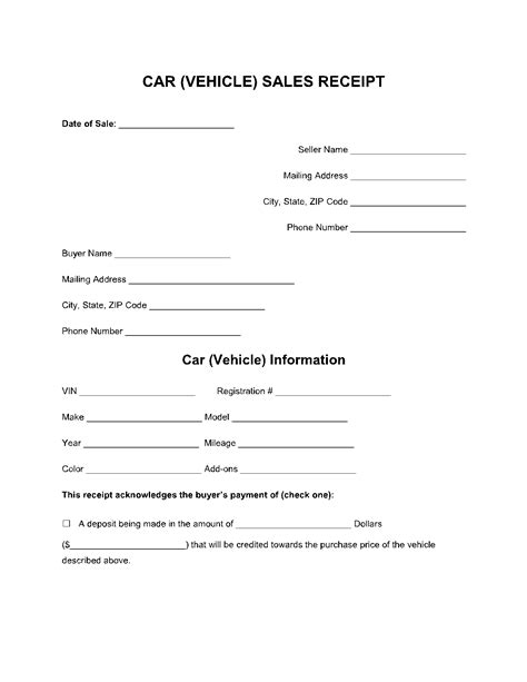 Free Printable Simple Bill Of Sale For Car Template
