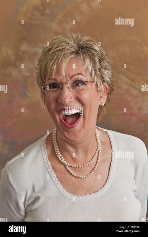 Happy Laughing Mature Woman 50 60 Year Years Old Mr Stock Photo Alamy