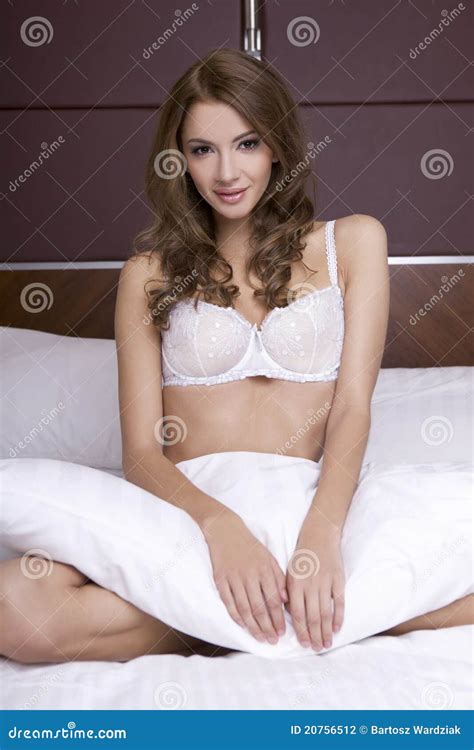 Beautiful Brunette In Bed Stock Photography Image
