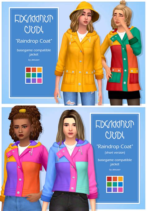 Raindrop Coat Alexaarr On Patreon Sims 4 Mods Clothes Sims 4 Clothing Sims 4