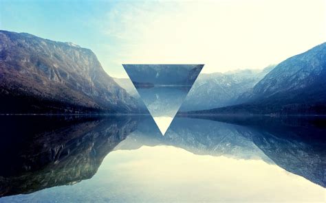 Triangle Polyscape Mountain Lake Reflection Wallpapers Hd Desktop