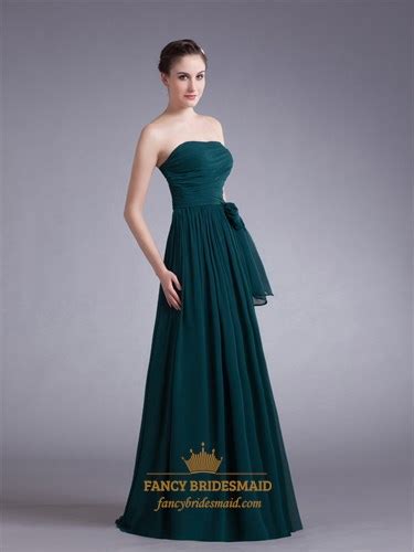 Strapless Sweetheart Long Chiffon Bridesmaid Dress With Ruched Detail