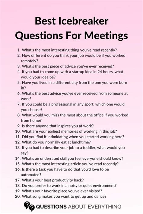 Icebreaker Questions For Adults Fun Icebreakers Ice Breakers For Work