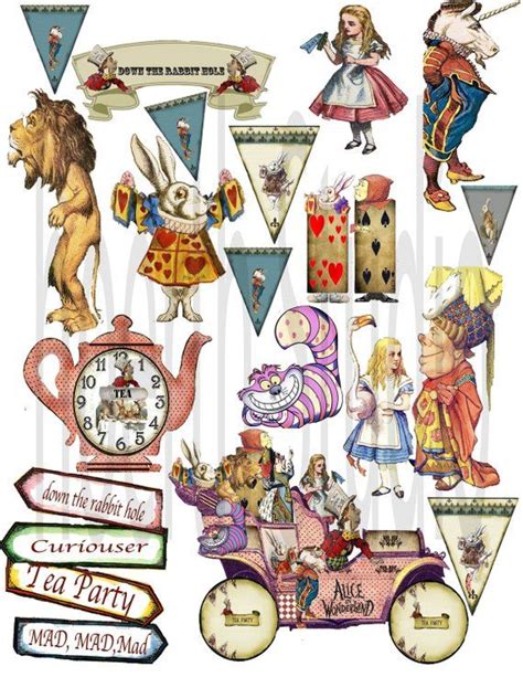Printable Alice In Wonderland Collage Sheet Etsy In 2021 Alice In