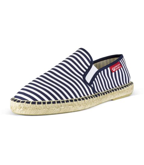 Navy Printed Esparto Espadrilles Shoes For Men In White And Blue