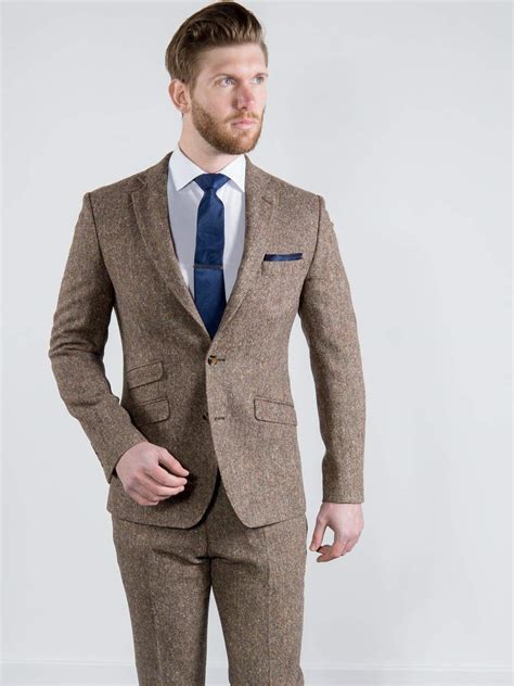 Brown Tweed Suit 100 Donegal Wool Mens Three Piece Suit Elton By Torre Hire5 Menswear