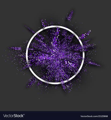 Purple Glitter Explosion In White Round Frame Vector Image