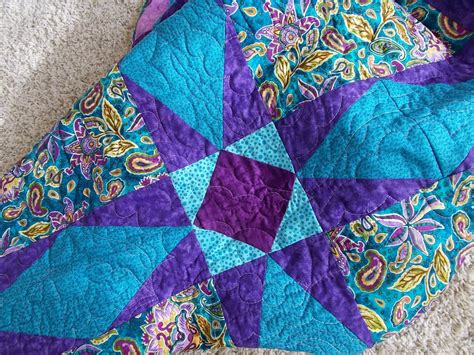 Baby Or Childs Quilt Purple And Teal Kaleidoscope Of