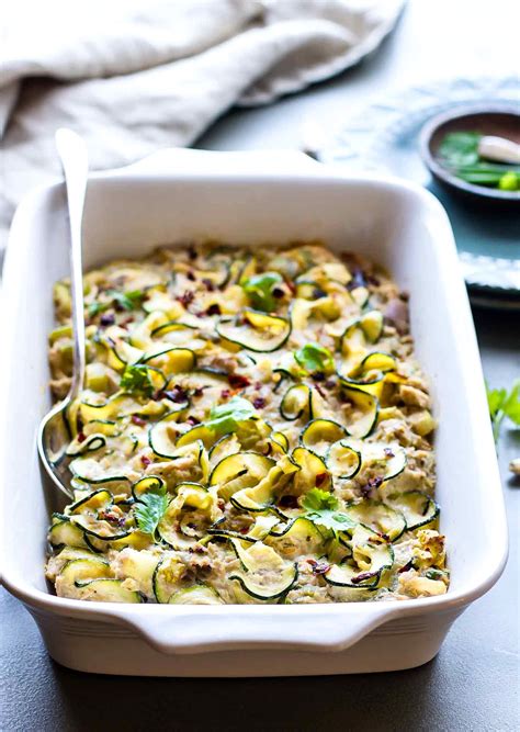 Your potluck needs this creamy squash casserole. Zucchini Casserole with Tuna (zucchini noodles) | Recipe ...
