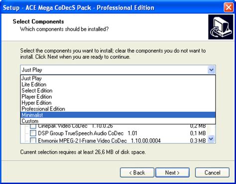 It contains everything you need. ACE Mega Codec Pack - Download