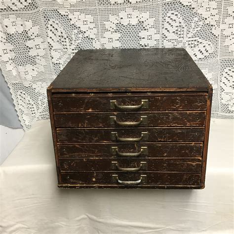 Antique Wooden 6 Drawer Eye Doctor Cabinet Table Top Apothecary Medical Cubby Cabinet Eye