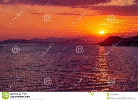 Summer Sunset Over The Sea In Croatia Stock Photo Image Of Summer