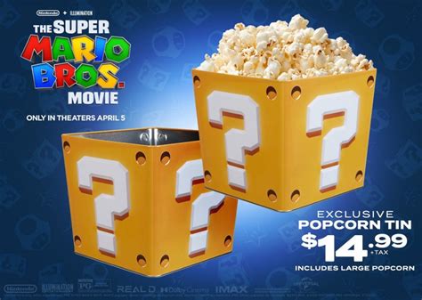 Get An Exclusive Mario Movie Block Popcorn Tin At Participating Amc