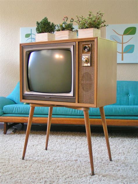 1950s Zenith Tv Black And White Tapered Legs Mid Century
