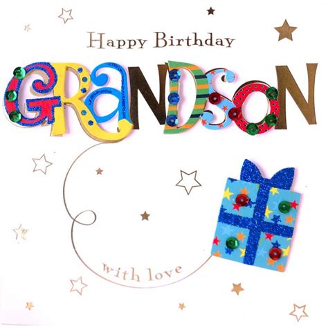 Grandson Happy Birthday Luxury 3d Hand Finished Greeting Card Talking