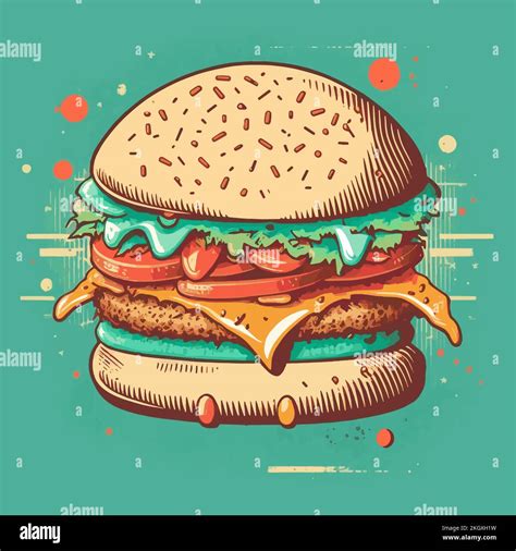 hand drawing vintage big burger hamburger logo vector illustration stock vector image and art alamy