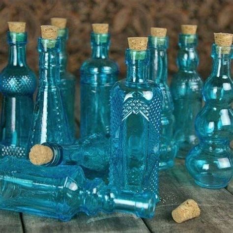 Review Vintage Glass Bottles With Corks Bud Vases Assorted Shapes 5