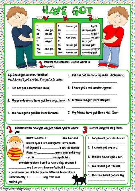 'had' is the past tense of both 'has' and. Have got - Has got interactive and downloadable worksheet ...
