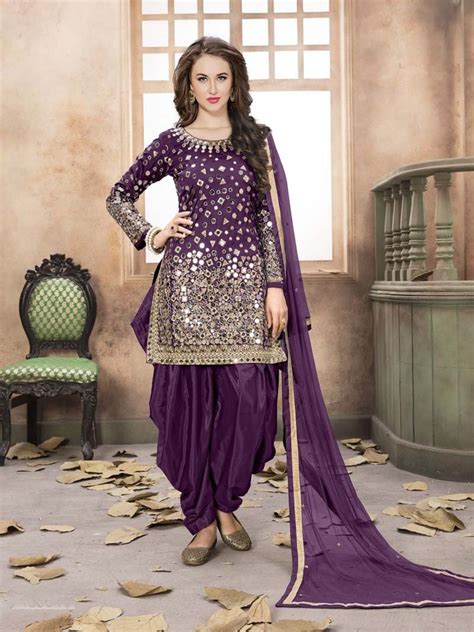 Purple Patiyala Punjabi Suit