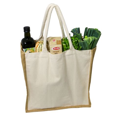 Simple Ecology Organic Canvas And Jute Tote Jar And Grocery Shopping Bag