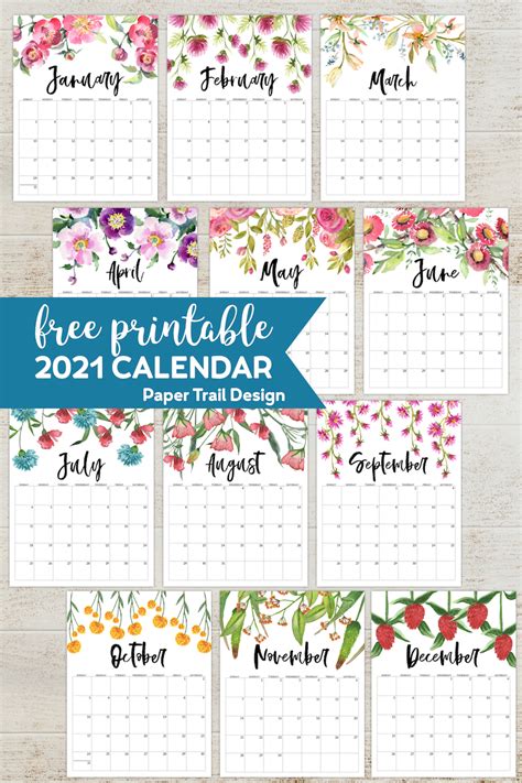 Printable 2021 Calendar With Flowers Free Letter Templates