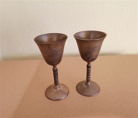 Vintage Brass Goblets Handmade Liqueur Goblets Brass Drinking Goblets