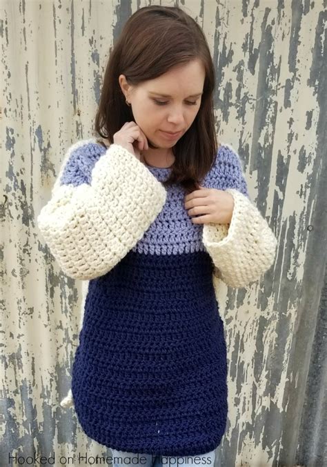 Oversized Color Block Crochet Sweater Pattern Hooked On Homemade