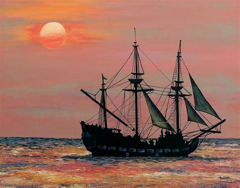 Caribbean Pirate Ship Painting By Susan Delain Fine Art America