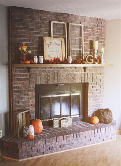Red Brick Fireplace Mantel Decorating Ideas