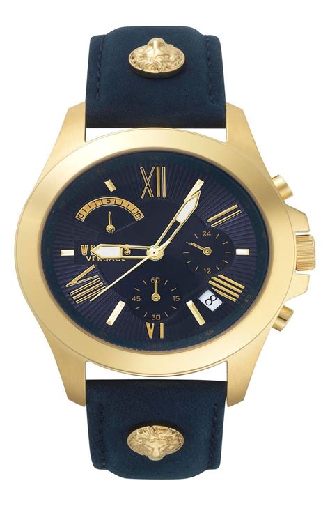 VERSUS by Versace Lion Chronograph Leather Strap Watch, 44mm | Nordstrom