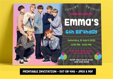 Bts Birthday Invitation Template Free