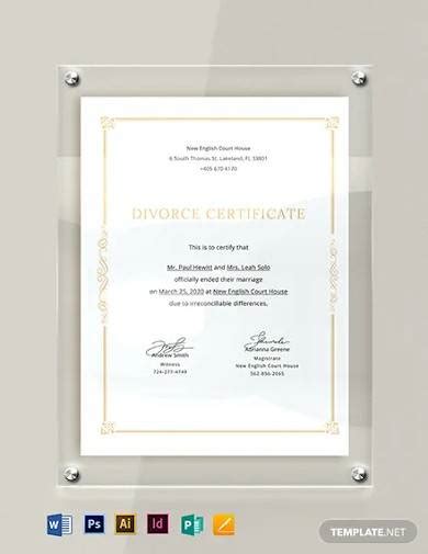 FREE 8 Divorce Certificate Samples In MS Word PSD AI Publisher