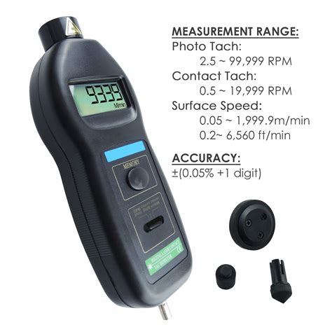 2 In 1 Non Contact Digital Tachometer Gauge Auto Ranging 0599999 Rpm