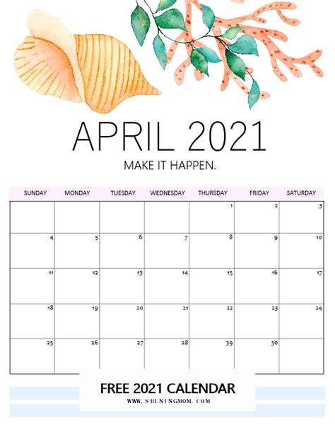 Free Printable April 2021 Calendar 12 Awesome Designs