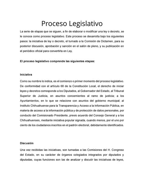 Proceso Legislativo Que Comprende Las Siguientes Etapas Fundamentos
