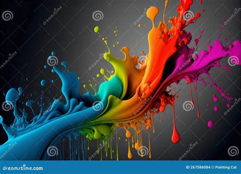 Rainbow Color Paint Splash Wallpaper Background Digital Illustration