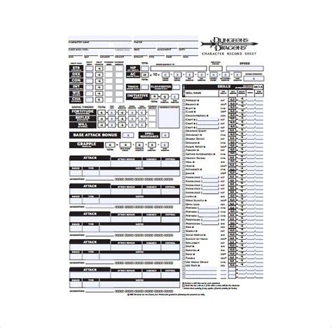 9 Sample Character Sheet Templates Free Sample Example Format