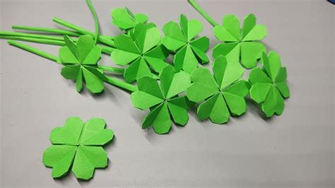 Lucky Four Leaf Clover Origami Easy Paper Leaves Folding Instructions