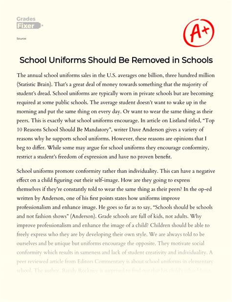 School Uniforms Essay Telegraph