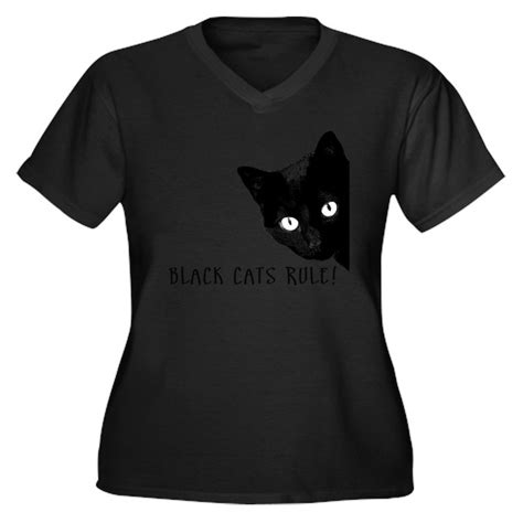 Black Cats Rule Womens Plus Size V Neck T Shirt Black Cats Rule Plus